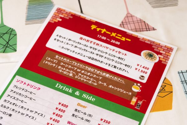 パスタハウスTENディナーメニュー